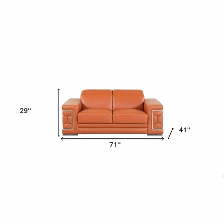 Homeroots 71 x 41 x 29 in. Modern Camel Leather Sofa & Loveseat 343841